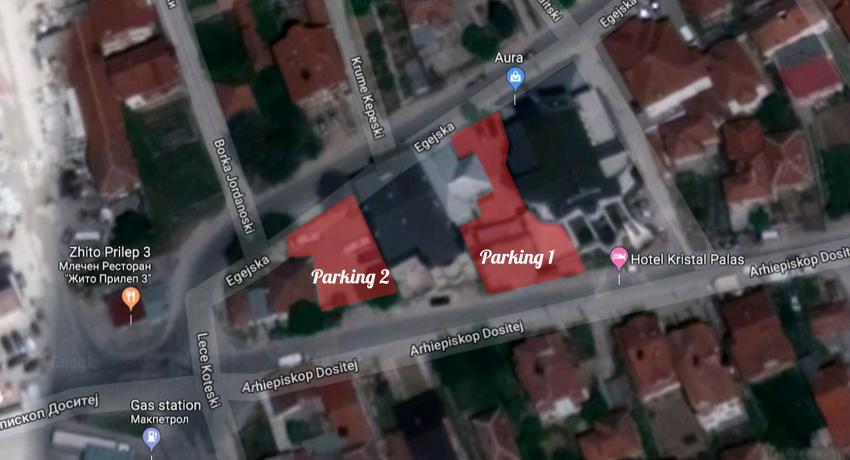 Map of free private parking Hotel Kristal Palas